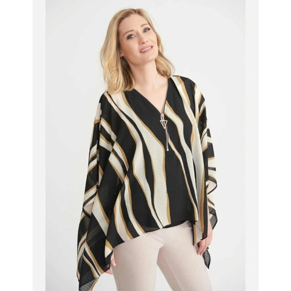 JOSEPH RIBKOFF Top Size 14 Black/Beige/Cream Attached Tank Style 203651